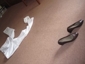 crime scene of shoes and trousers torn off by serial killer